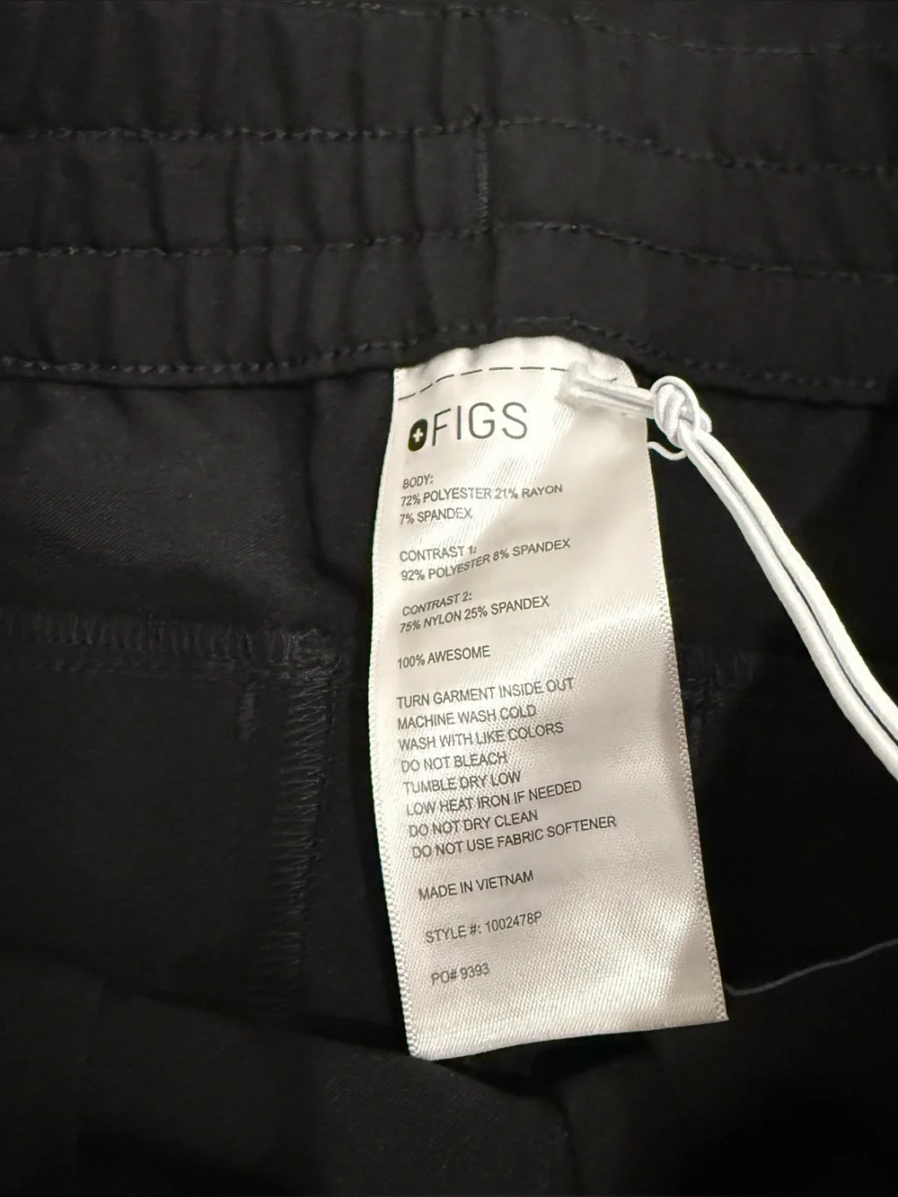 NWT FIGS Allison High Rise Wide Leg Scrub Pant XXSP black